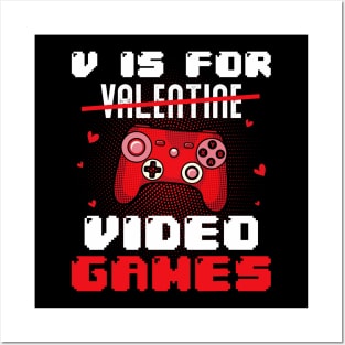 V is for valentine video Gamer Valentines For Kids Men Women Posters and Art